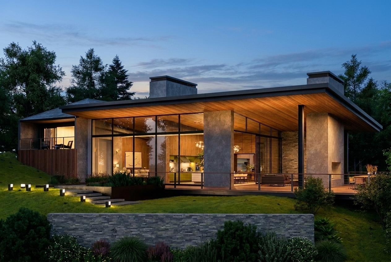 4K photorealistic architectural render enhanced from Cinema 4D 3D model